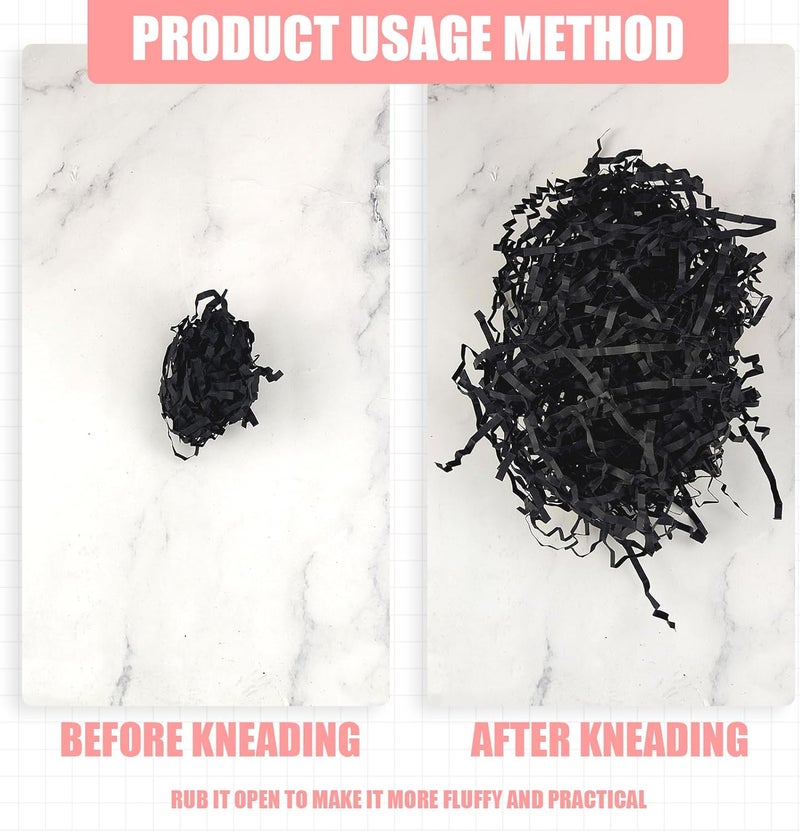 Lechay Crinkle Cut Paper Shred Filler, Box Filler Shredded Paper for Baskets Stuffing for Mother's Day Graduation Birthday Halloween (black) - Image 2